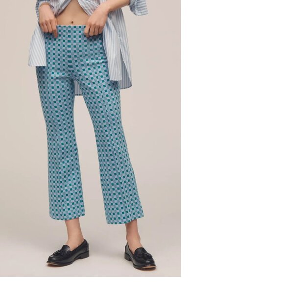 Anthropologie The Cricket Club Margot Kick-Flare Cropped Pants by Maeve size S - Picture 3 of 4